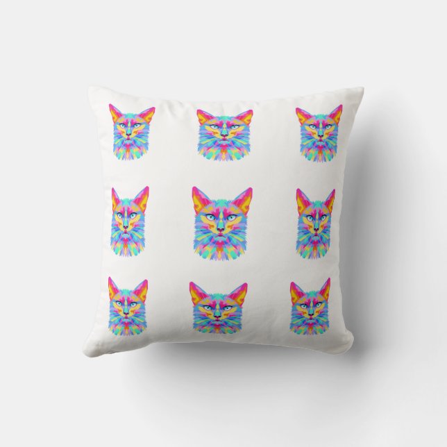 Almofada  Colorful Pop Art Cat Double-Sided Pillow (Verso)