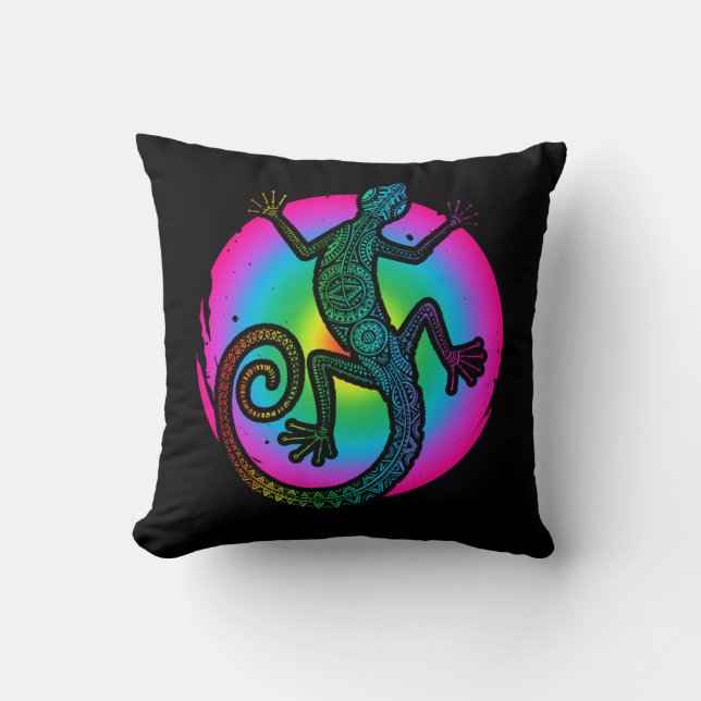 Almofada Colorful Reptile Art Gecko Lizard Lover (Frente)