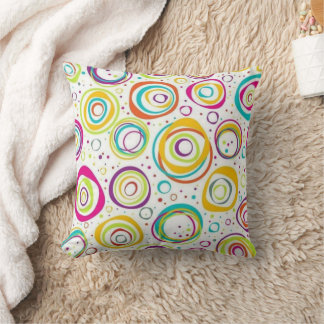 Almofada Colorful Retro Circle Pattern Throw Pillow