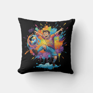 Almofada Colorful Soccer Boy Throw Pillow