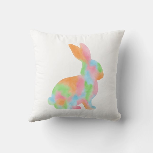 Almofada Colorful Watercolor Bunny Shape Cute Easter (Verso)