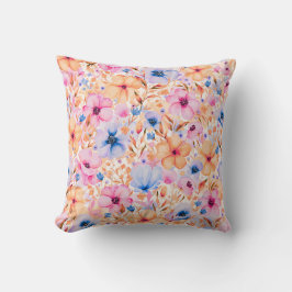 Almofada Colorful Watercolor Wildflowers Floral Pattern