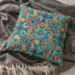Almofada Colorida Boho Bohemian Design Orange Teal<br><div class="desc">Este design pode ser personalizado escolhendo a opção Editar Design. Você também pode transferir para outros itens. Entre em contato comigo em colorflowcreations@gmail.com ou use a opção de bate-papo no topo da página se você quiser ter este design em outro produto ou precisar de assistência com este design. Veja mais...</div>