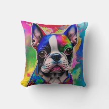 Colorida Boston Terrier Paint Splashes Square
