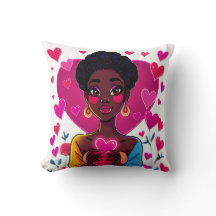 Almofada Colorida de Arte de Menina – Decoração de