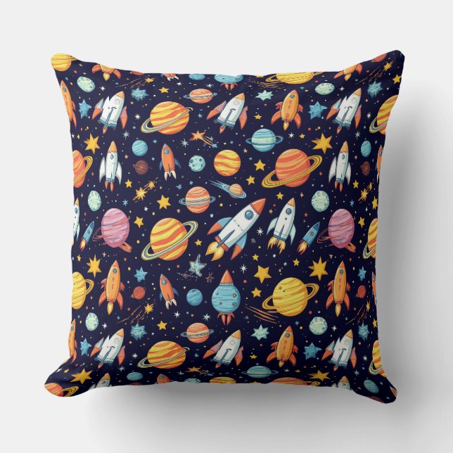 Almofada Colorida Espacial para Decoração Cósmica  (Frente)