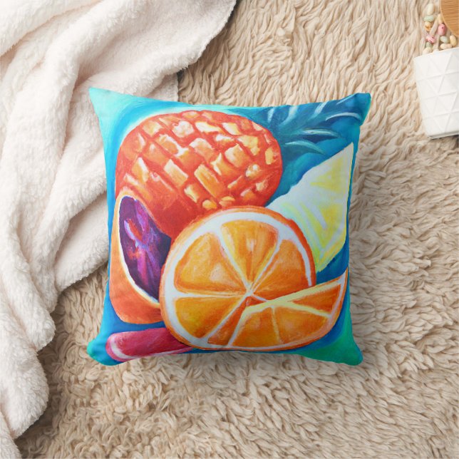 Almofada Colorida Frutas tropicais Neon (Cobertor)