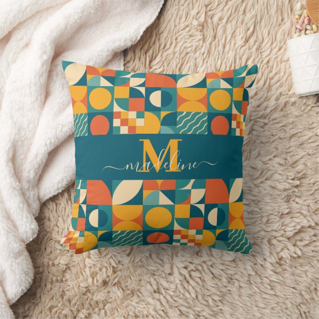 Almofada Colorida Geométrica Retroativa Personalizada (Cobertor)
