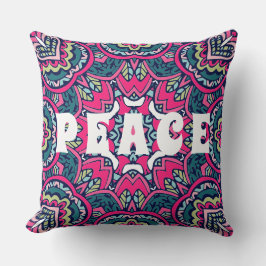 Almofada Colorida Mandala Peace Hippie Boho Pattern Impress