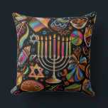 Almofada Colorida Motifs Hanukkah Menorah<br><div class="desc">Colorida Motifs Hanukkah Menorah</div>