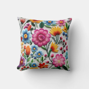 Almofada Colorida Travesseiro decorativo de Flores Mexicana