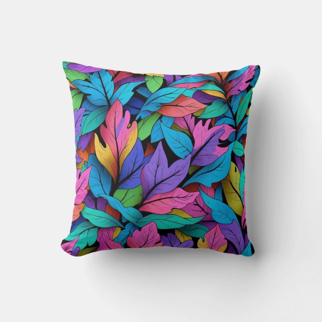 Almofada Colorida Vibrante Deixa Abstrato Design (Frente)