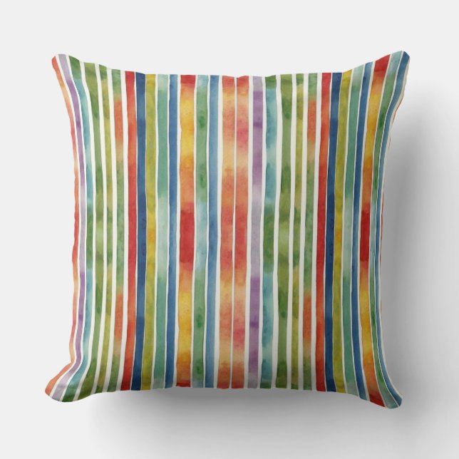 Almofada Colorida Vibrante Stribow Stripe Aquarela (Frente)