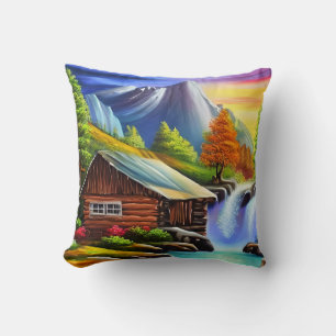 Almofada Colorida Watercolor Fantasy Tropical Painting