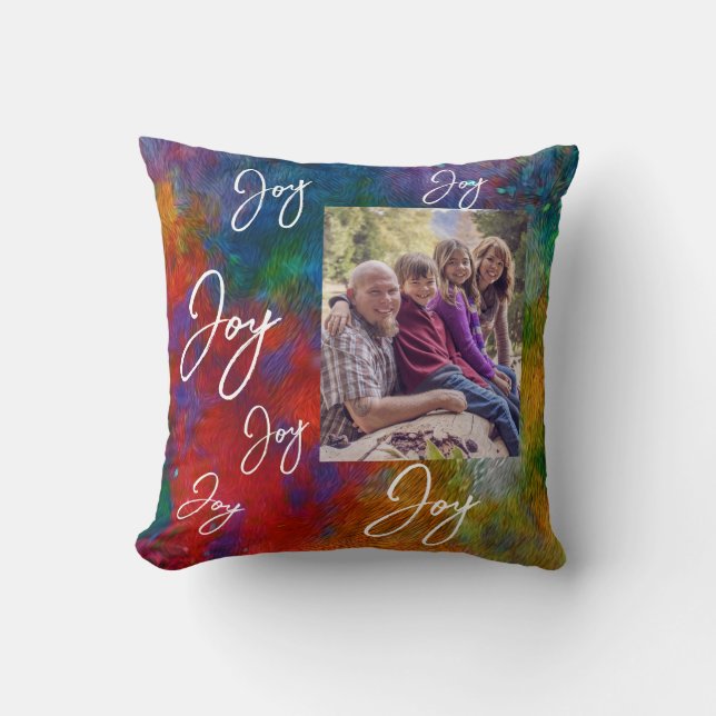 Almofada colorido adicione uma foto de feriado Joy (Frente)