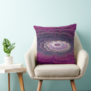 Almofada Colorido Floral Abstrato Arte Fractal Rosa Marcant