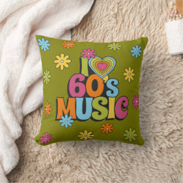 Almofada Colorido Retro Eu Amo Música dos Anos 60