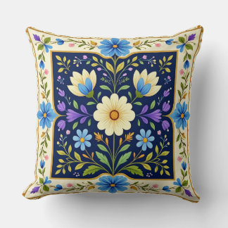 Almofada com design floral moderno com borda.