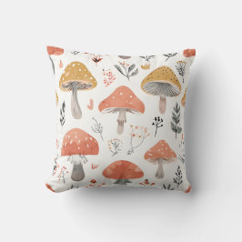 Almofada com Estampa de Cogumelos da Floresta Capr