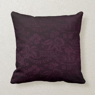 Almofada com Estampa de Damasco Roxo Escuro