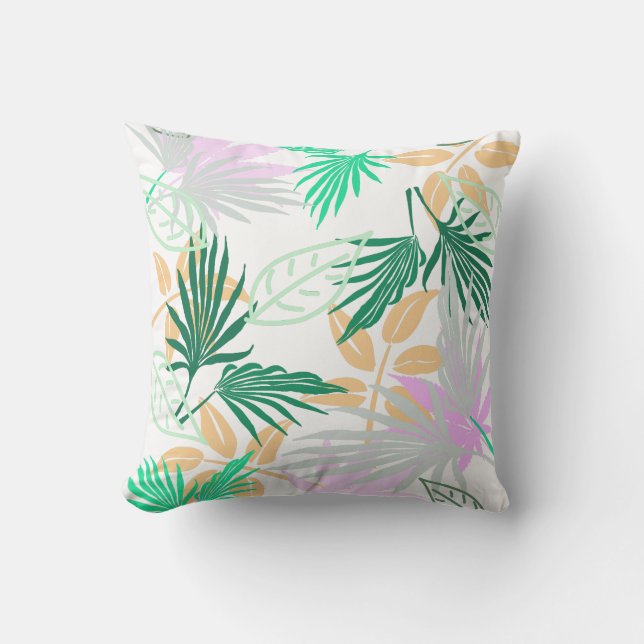 Almofada com Estampa de Folhas de Palmeira (Frente)