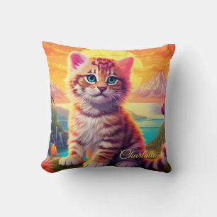 Almofada 😺 com nome Belo gato com pôr do sol