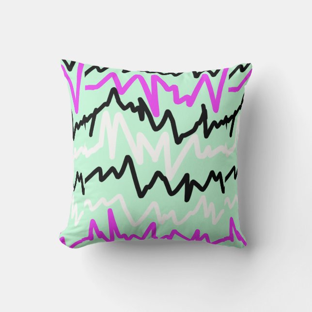 Almofada Com Padrão De Linha Zig Zag Divertido (Frente)