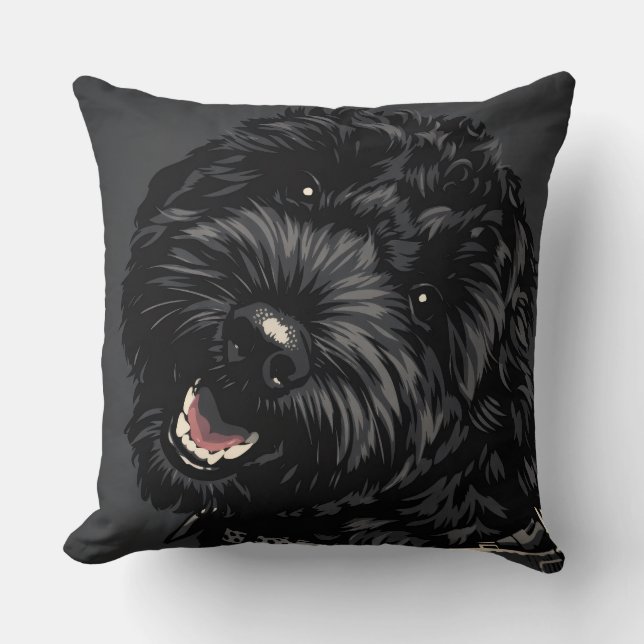 Almofada com retrato de cão Cockapoo preto Present (Frente)