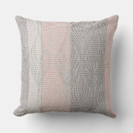 Almofada com sobreposição floral em listras rosa e