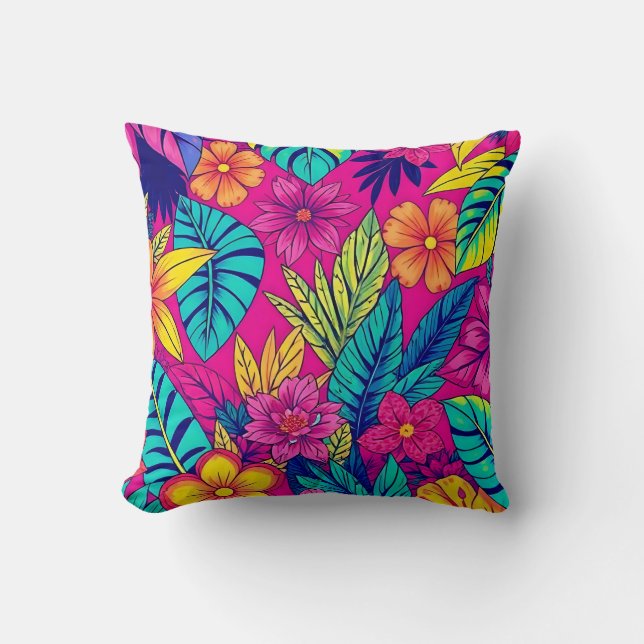 Almofada com vibrante desenho floral (Frente)