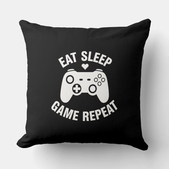 Almofada Coma Jogar Dormir Repetir - Citação Divertida de D (Frente)