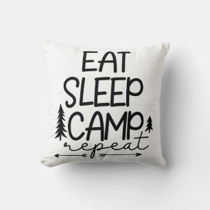 Almofada Coma o acampamento do sono Repetir Engraçado