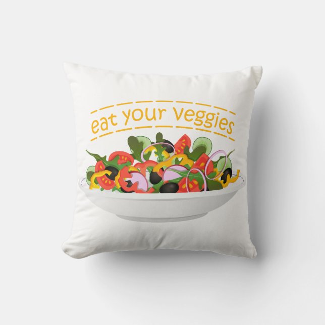 Almofada Coma seus vegetais Cite salada fresca misturar tig (Frente)