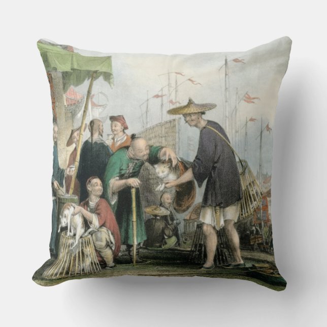 Almofada Comerciantes chineses do gato, 'de China em uma (Frente)