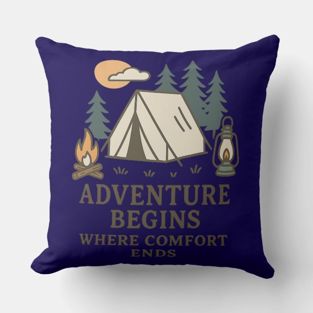 Almofada Comfort Ends | Rustic Camping Quote Throw Pillow (Frente)