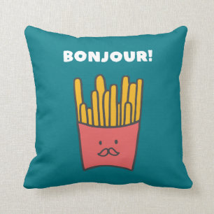 Almofada Comida Engraçado Trocadilho Humor Fries Bonjour