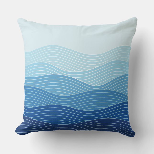 Almofada Composição minimalista das ondas Abstrato (Frente)
