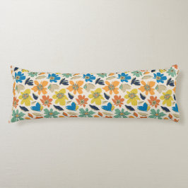 Almofada Comprida Abstract Hand-Drawn Boho Floral Pattern