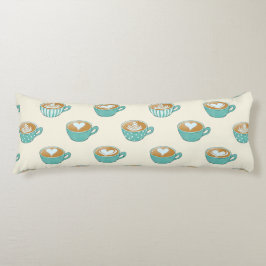 Almofada Comprida Arte latina em canecas de café azul