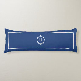 Almofada Comprida Chelsea Blue e White Monogramas