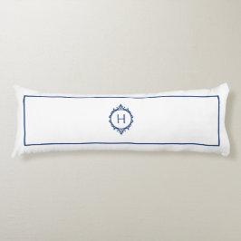 Almofada Comprida Chelsea Blue e White Monogramas