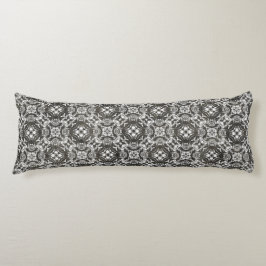 Almofada Comprida Cinzas de carvão e cobertura branca de rendas
