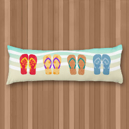 Almofada Comprida Colorida Summer Beach Chinelos Body Pillow