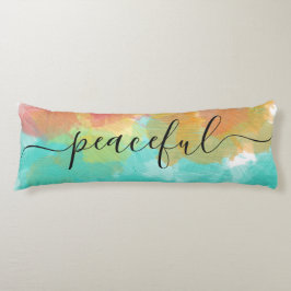 Almofada Comprida Coral Amarelo-Turquesa Aquarela de Sono Pacífico