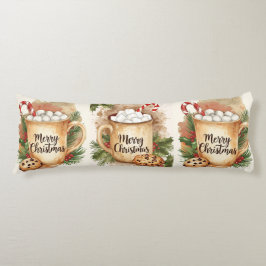 Almofada Comprida Cozy cocoa merry Christmas holly cookie warm 