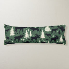 Almofada Comprida Cozy Moose e Pines Forest Green
