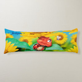 Almofada Comprida Cushion gigante sonolenta Ladybug em Sunflower.