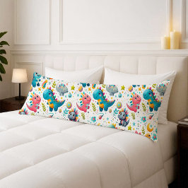 Almofada Comprida Cute Baby Dinosaur Teal Dino Body Pillow Cover