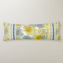 Dahlias Amarelo Azul com Trim Padrão