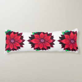 Almofada Comprida Design VERMELHO CLÁSSICO da POINSÉTIA